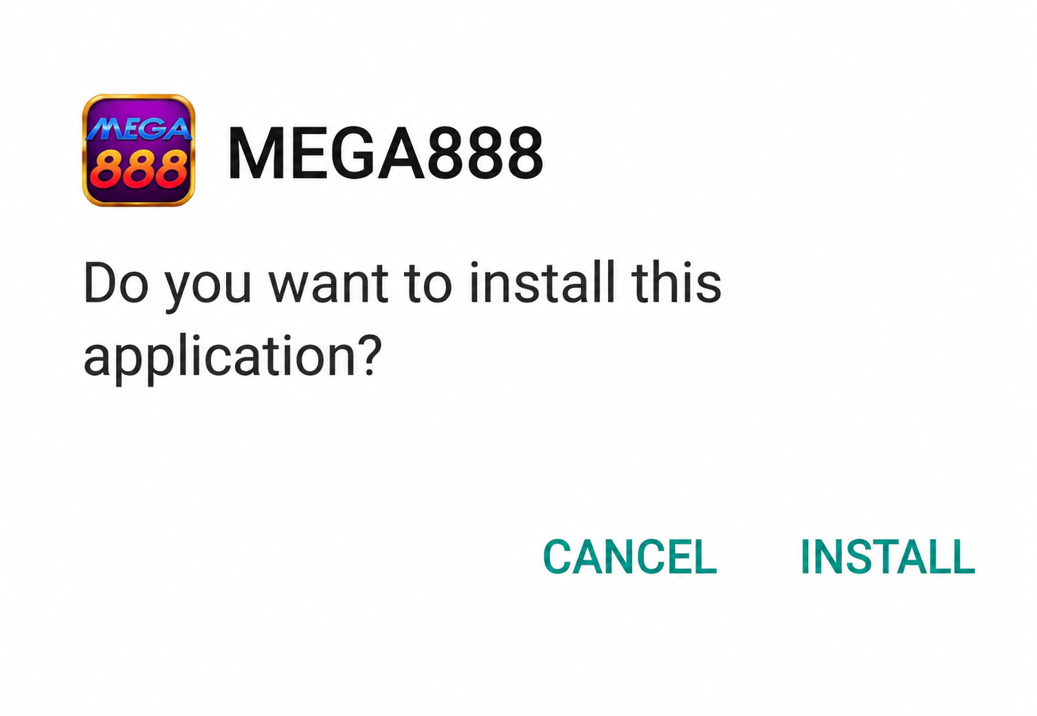 Paparan pemasangan APK Mega888 pada Android